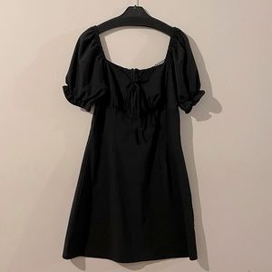 yesstyle sweetheart neck puff sleeve black a line dress